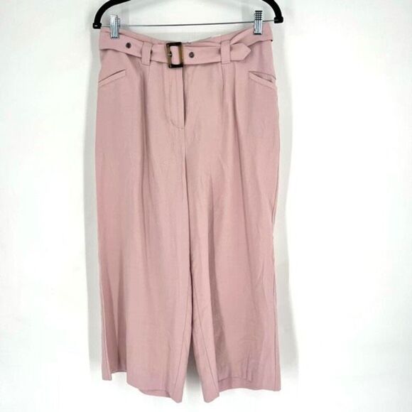 NWT Soft Surroundings Ingrid Dusty Pink Cropped Wide Leg Belted Pants Size 4 - Picture 2 of 12
